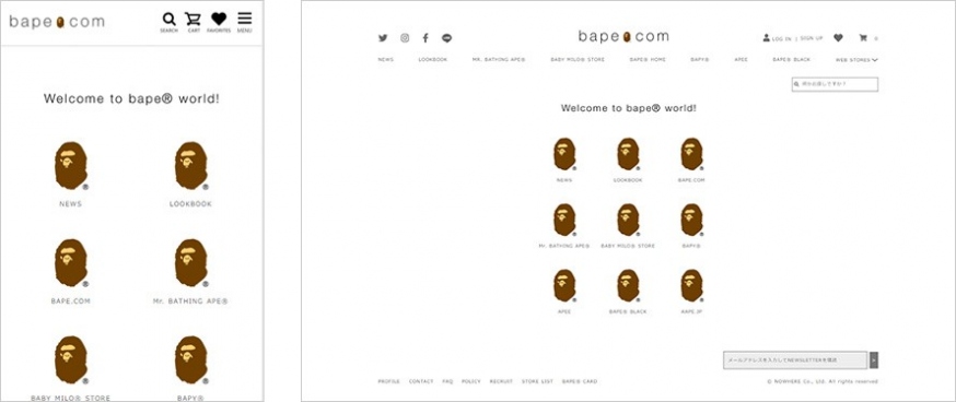 Shopifyで参考になるECサイト構築・制作事例 A BATHING APE®